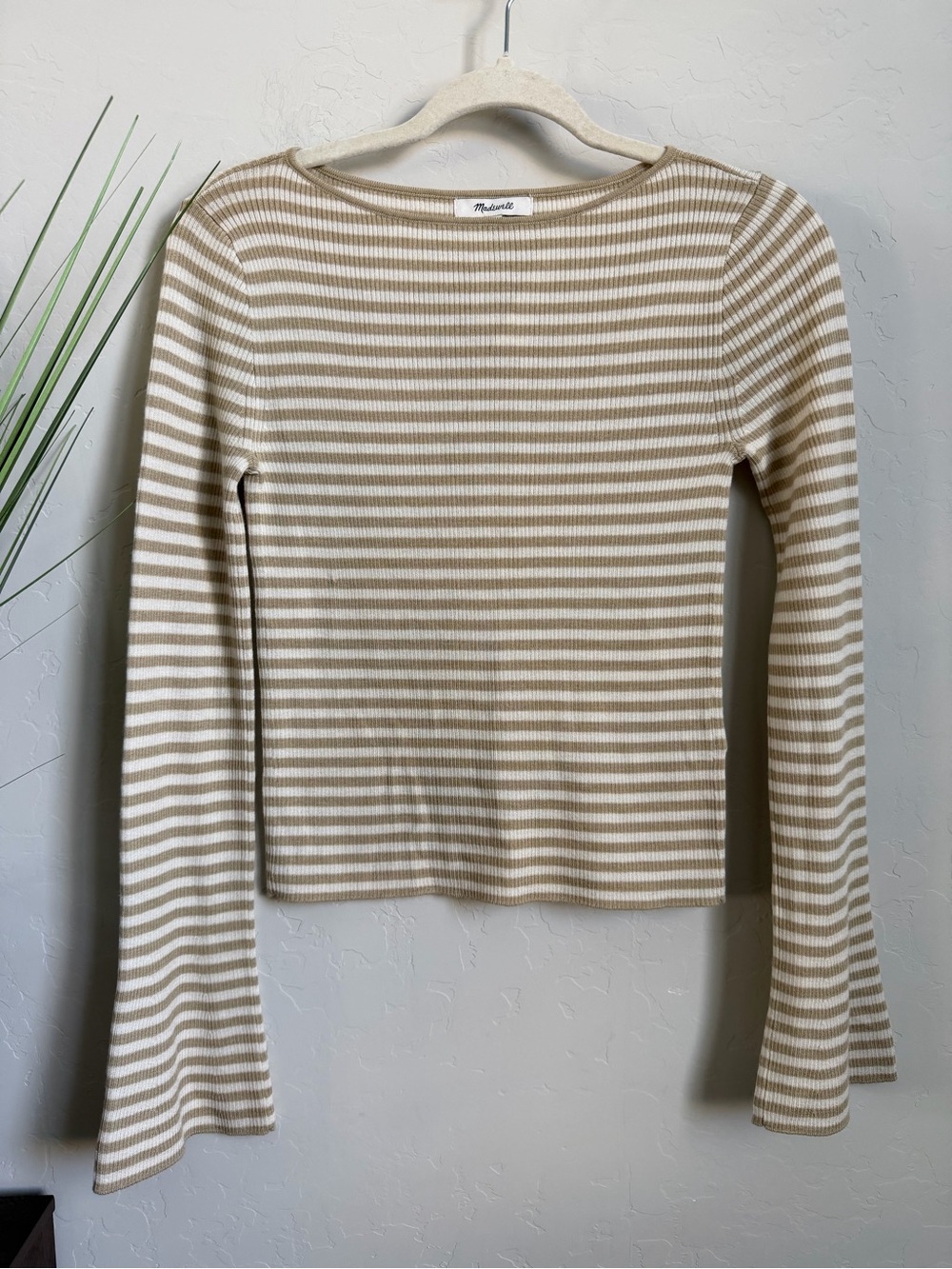 Madewell Merino Wool Silk Striped Sweater NWT Small Boat Neck Bell Sleeve